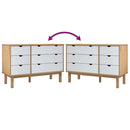 kommode OTTA 111x43x73,5 cm massivt fyrretræ brun og hvid