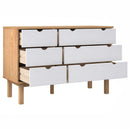 kommode OTTA 111x43x73,5 cm massivt fyrretræ brun og hvid
