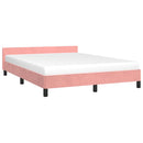 Sengeramme med hovedgærde uden madras Pink 140x190 cm Fløjl
