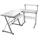 computerbord til hjørne 132x112x99 cm konstrueret træ hvid