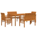 udendørs spisebordssæt 5 dele med hynder massivt akacietræ