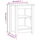 sengebord 40x35x55 cm massivt fyrretræ sort