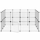 28-panels kæledyrsindhegning med låge 35x35 cm stål sort