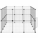 28-panels kæledyrsindhegning med låge 35x35 cm stål sort