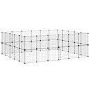 44-panels kæledyrsindhegning med låge 35x35 cm stål sort