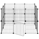 20-panels kæledyrsindhegning med låge 35x35 cm stål sort
