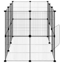 20-panels kæledyrsindhegning med låge 35x35 cm stål sort