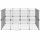 28-panels kæledyrsindhegning med låge 35x35 cm stål sort