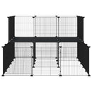 44-panels kæledyrsindhegning med låge 35x35 cm stål sort