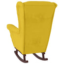 gyngestol med ryglæn gul fløjl og massivt træ