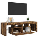 tv-bord med LED-lys 140x36,5x40 cm røget egetræsfarve