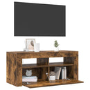 tv-bord med LED-lys 90x35x40 cm røget egetræsfarve