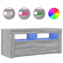 tv-bord med LED-lys 90x35x40 cm grå sonoma-eg