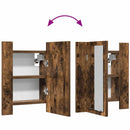spejlskab med LED-lys 40x12x45 cm konstrueret træ røget eg