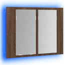 spejlskab m. LED-lys 60x12x45 cm konstrueret træ brunt eg