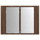 spejlskab m. LED-lys 60x12x45 cm konstrueret træ brunt eg