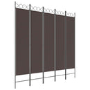 5-panels rumdeler 200x200 cm stof brun