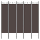 5-panels rumdeler 200x200 cm stof brun