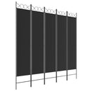 5-panels rumdeler 200x200 cm stof sort