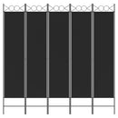 5-panels rumdeler 200x200 cm stof sort