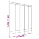 5-panels rumdeler 200x220 cm stof hvid