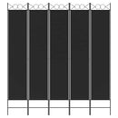 5-panels rumdeler 200x220 cm stof sort