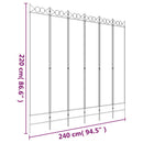 6-panels rumdeler 240x220 cm stof sort