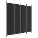 4-panels rumdeler 200x200 cm stof sort