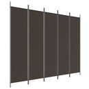 5-panels rumdeler 250x200 cm stof brun