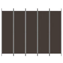 5-panels rumdeler 250x200 cm stof brun