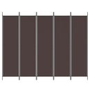 5-panels rumdeler 250x200 cm stof brun