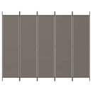 5-panels rumdeler 250x200 cm stof antracitgrå