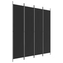 4-panels rumdeler 200x220 cm stof sort