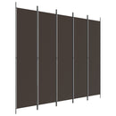 5-panels rumdeler 250x220 cm stof brun