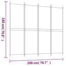 4-panels rumdeler 200x180 cm stof hvid