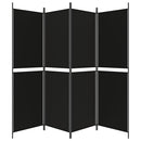 4-panels rumdeler 200x180 cm stof sort