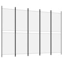 5-panels rumdeler 250x180 cm stof hvid