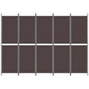 5-panels rumdeler 250x180 cm stof brun