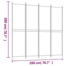 4-panels rumdeler 200x200 cm stof hvid