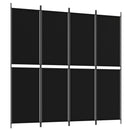 4-panels rumdeler 200x200 cm stof sort