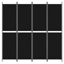 4-panels rumdeler 200x200 cm stof sort