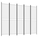 5-panels rumdeler 250x200 cm stof hvid