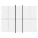 5-panels rumdeler 250x200 cm stof hvid