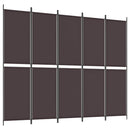5-panels rumdeler 250x200 cm stof brun