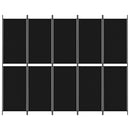5-panels rumdeler 250x200 cm stof sort