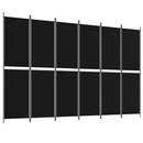 6-panels rumdeler 300x200 cm stof sort