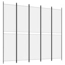 5-panels rumdeler 250x220 cm stof hvid