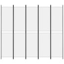 5-panels rumdeler 250x220 cm stof hvid