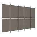 5-panels rumdeler 250x220 cm stof antracitgrå