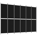 6-panels rumdeler 300x220 cm stof sort